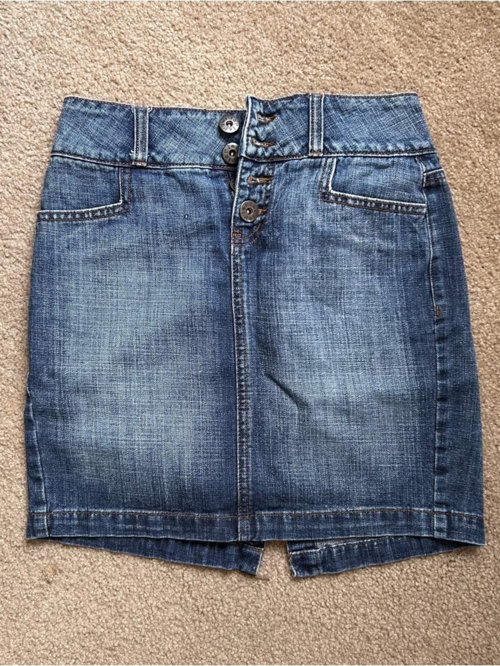Blue Denim Button-Front Mini Skirt 100% cotton